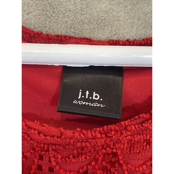 J.B.T. WOMAN 3X RED‎ DRESSY TANK TOP Chanel Textured Embroidery Lined Going Out - Picture 2 of 10